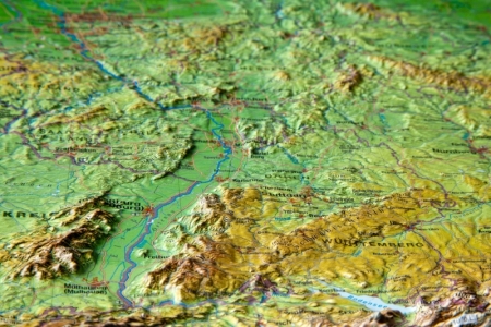 Mappa in rilievo 3D Germania grande