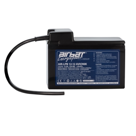 Airbatt LPB LiFePO4 12V 12Ah avionica con copertura dei terminali Uscita cavo lato anteriore Airbatt LPB LiFePO4 12V 12Ah avionica con copertura dei terminali Uscita cavo lato anteriore
