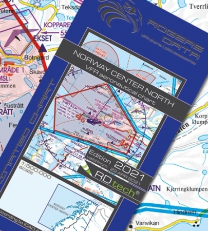 Rogersdata VFR Karte Norwegen Centro Nord 500k 2025 Rogersdata VFR Karte Norwegen Centro Nord 500k 2025
