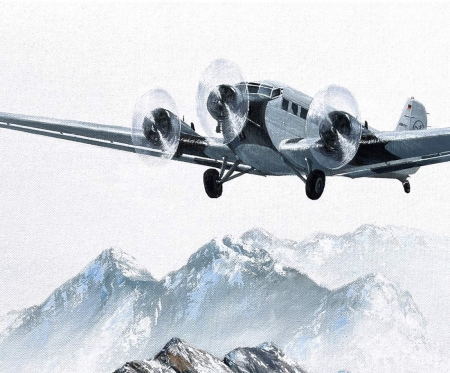 Quadro originale JU52 sopra le Alpi
