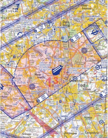 Carta dellarea aeronautica Volo motorizzato 2025 Reno-Ruhr Carta piegata