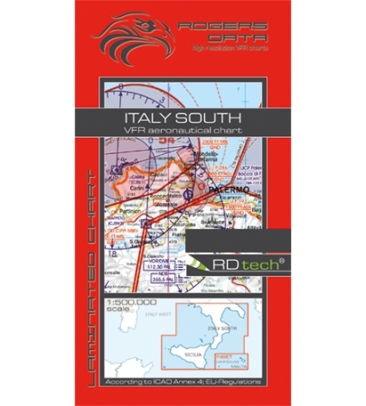 Rogersdata VFR Karte Italia Sud Sicilia-Lampedusa-Malta 2025