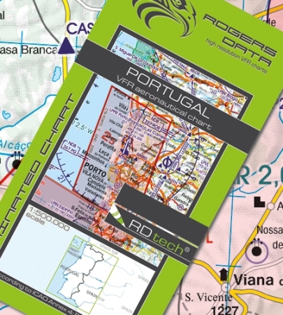 Rogersdata VFR Mappa Portogallo 500k 2025 Rogersdata VFR Mappa Portogallo 500k 2025