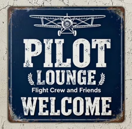 Targhetta metallica vintage Pilot Lounge Welcome