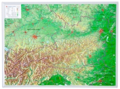 Mappa in rilievo 3D Austria grande Mappa in rilievo 3D Austria grande